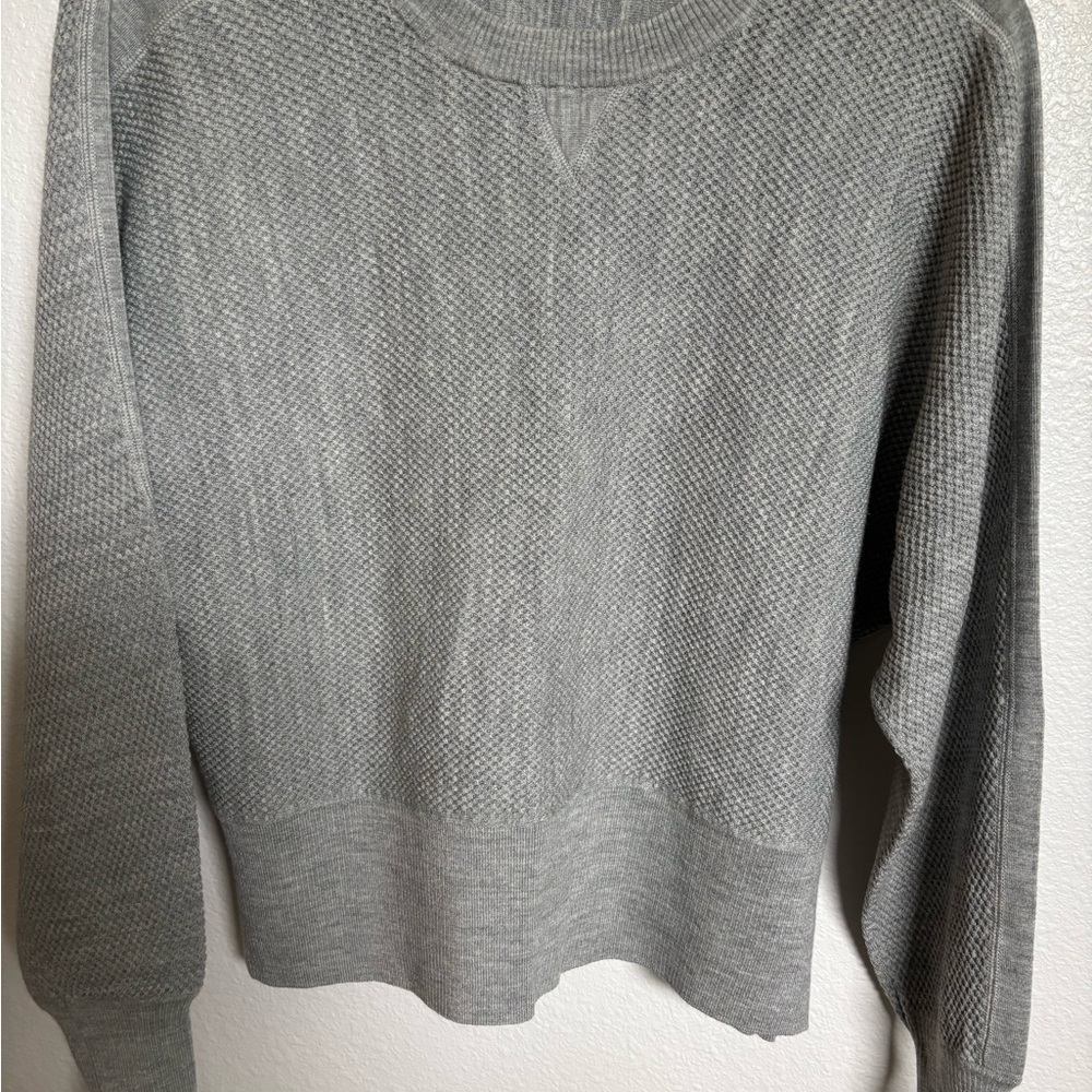 Vince Gray Textured Knit Crewneck Sweater
